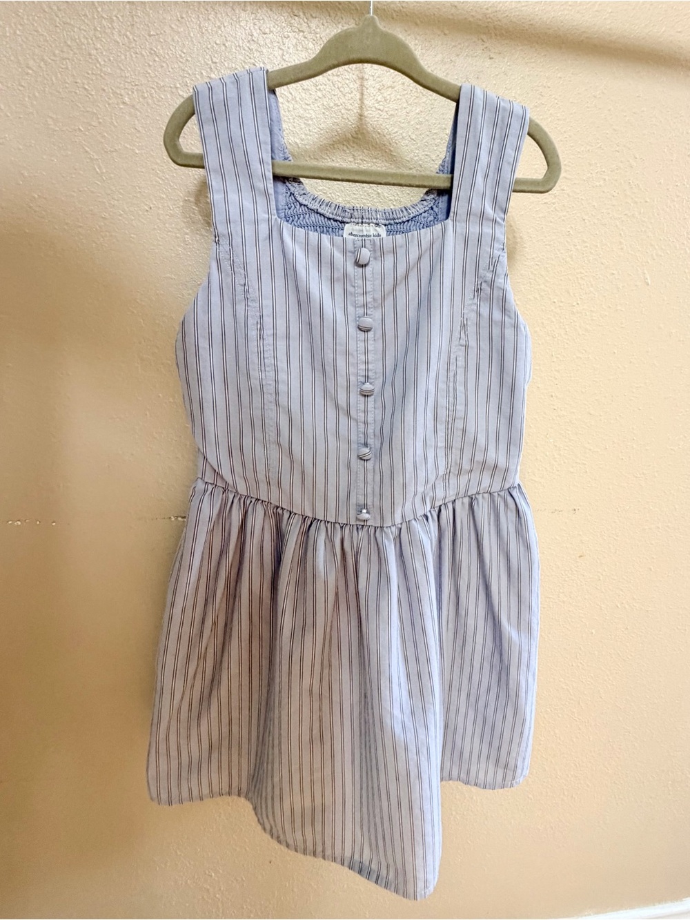 abercrombie kids Light Blue and White Striped Button-Front Dress